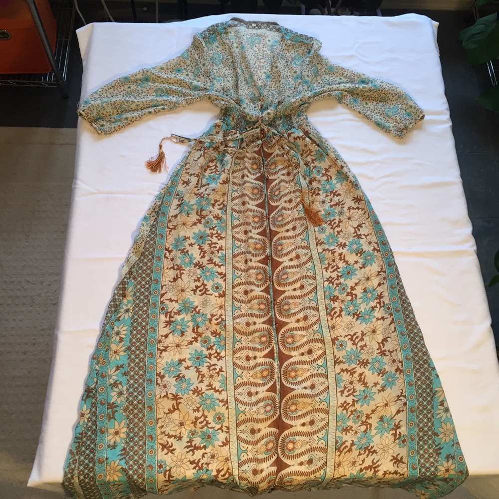 Vintage chiffon maxi dress / maxi cardigan M